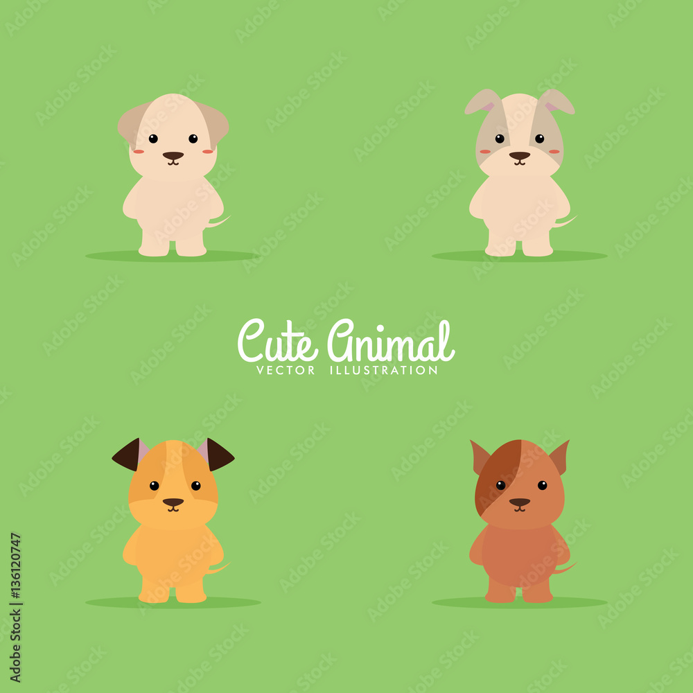 Cute Cartoon dogs Stock Vector | Adobe Stock