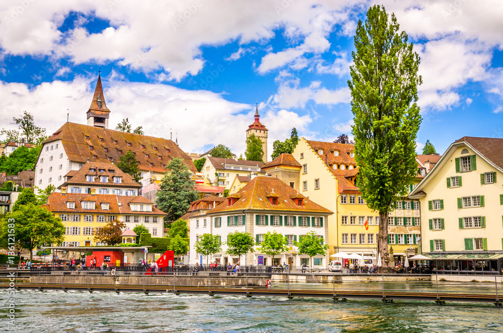 Beautiful river cityscape of Lucerne, Switzerland