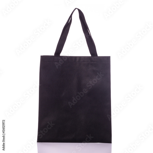 Black cotton bag. Studio shot isolated on white