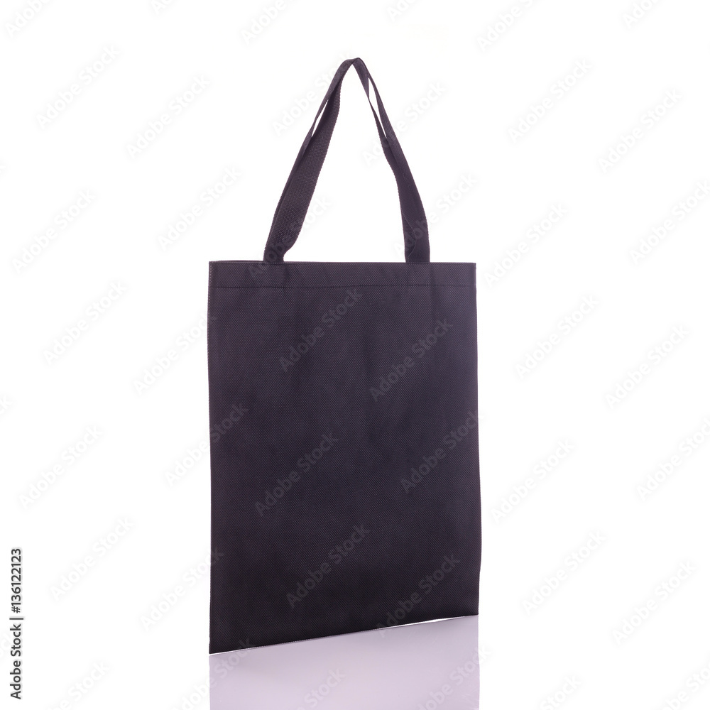 Black cotton bag. Studio shot isolated on white Black cotton bag. Studio shot isolated on white