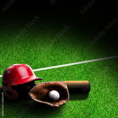 Baseball Equipment on Field With Copy Space