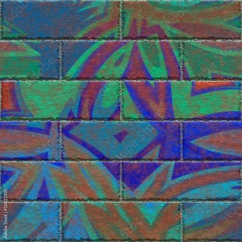 Continuous pattern of graffiti brick wall 