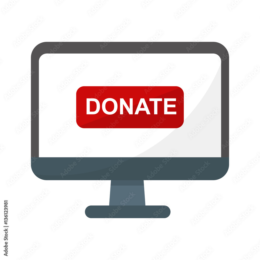 Computer donate monitor icon vector. Computer donate monitor icon vector.