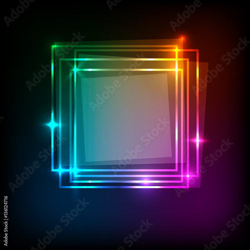Squares banner on colorful abstract background