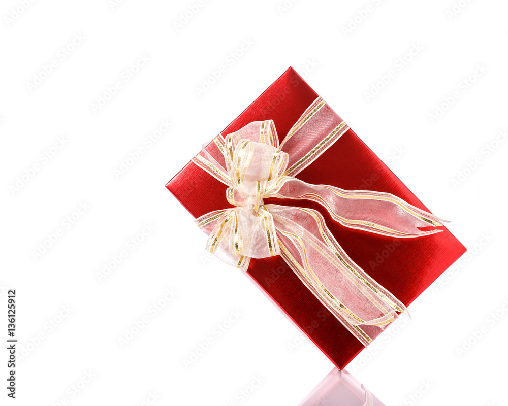 New color gift box with ribbon. Studio shot isolated on white New color gift box with ribbon. Studio shot isolated on white