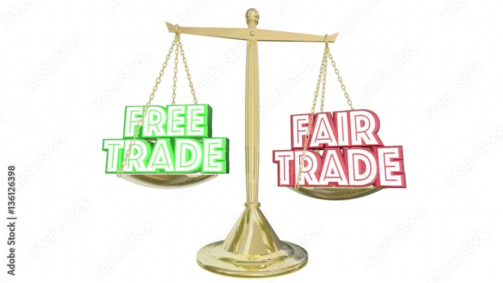 Free Vs Fair Trade Scale Import Export Weighing Choices 3d Animation Free Vs Fair Trade Scale Import Export Weighing Choices 3d Animation