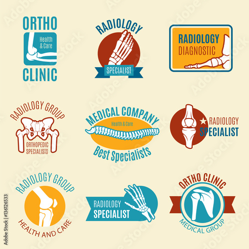 Orthopedics symbol set with bone and joint