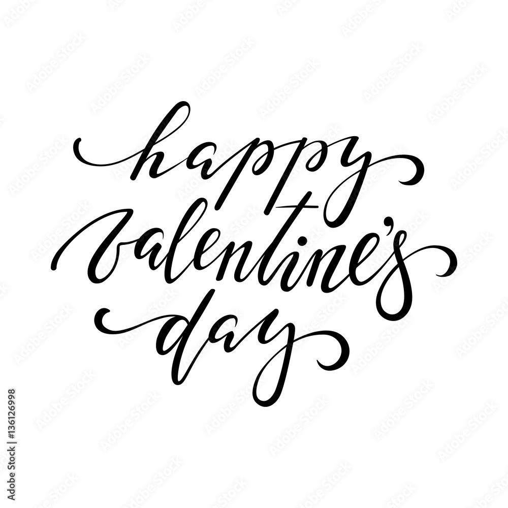 happy Valentine's day. Hand drawn creative calligraphy and brush pen lettering