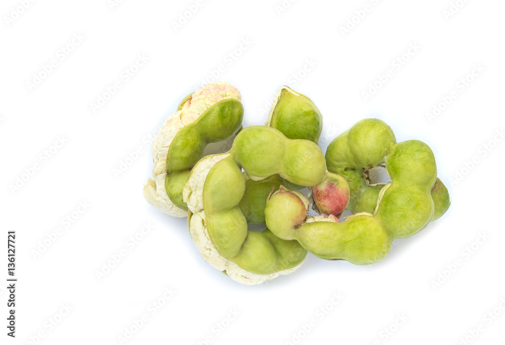 Top view Pithecellobium dulce isolated on white Top view Pithecellobium dulce isolated on white