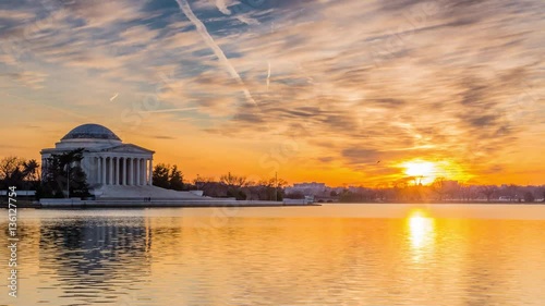 Washington DC Tidal Basin and Jefferson Memoria Sunset Timelapse Video