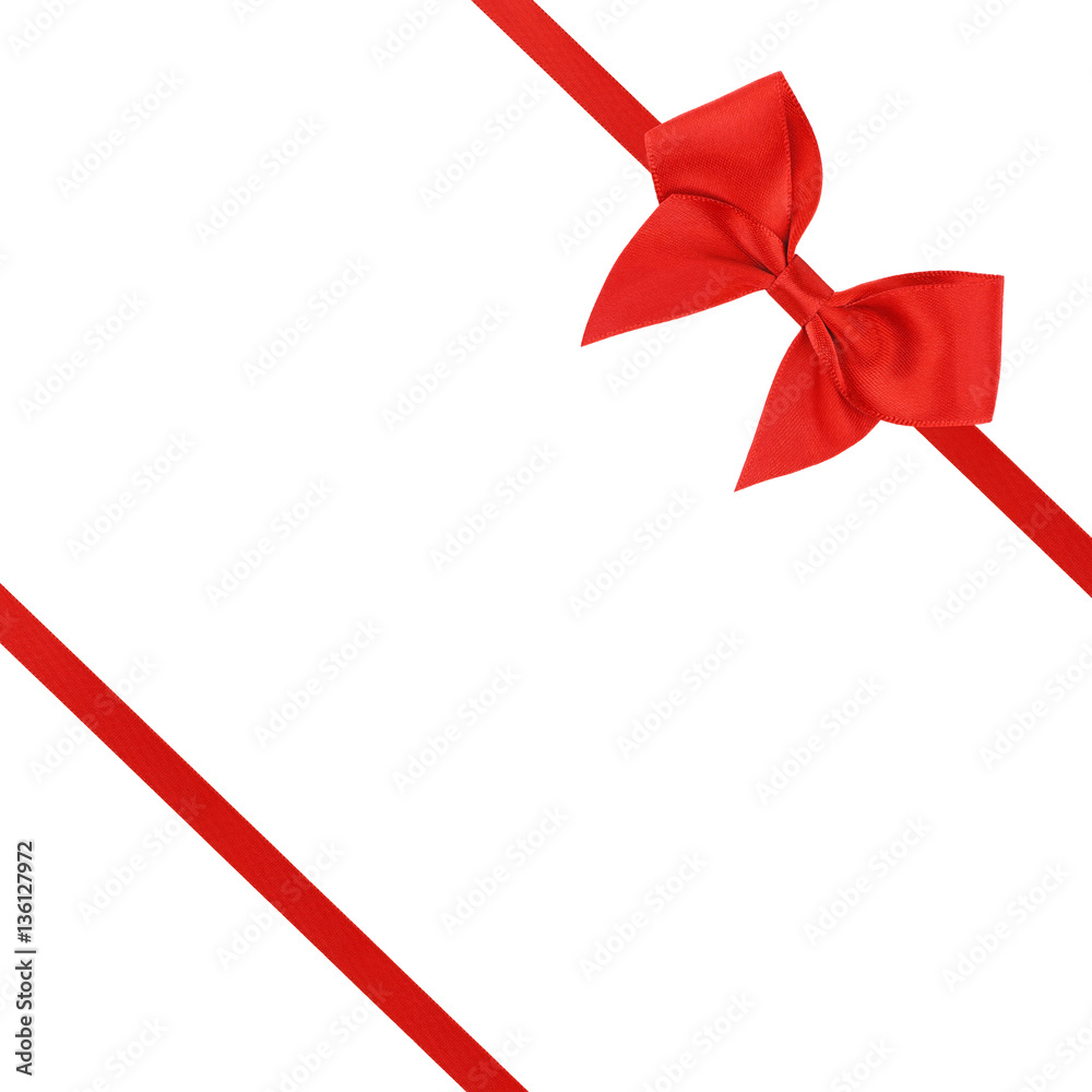 Red ribbon with bow isolated on white background Red ribbon with bow isolated on white background