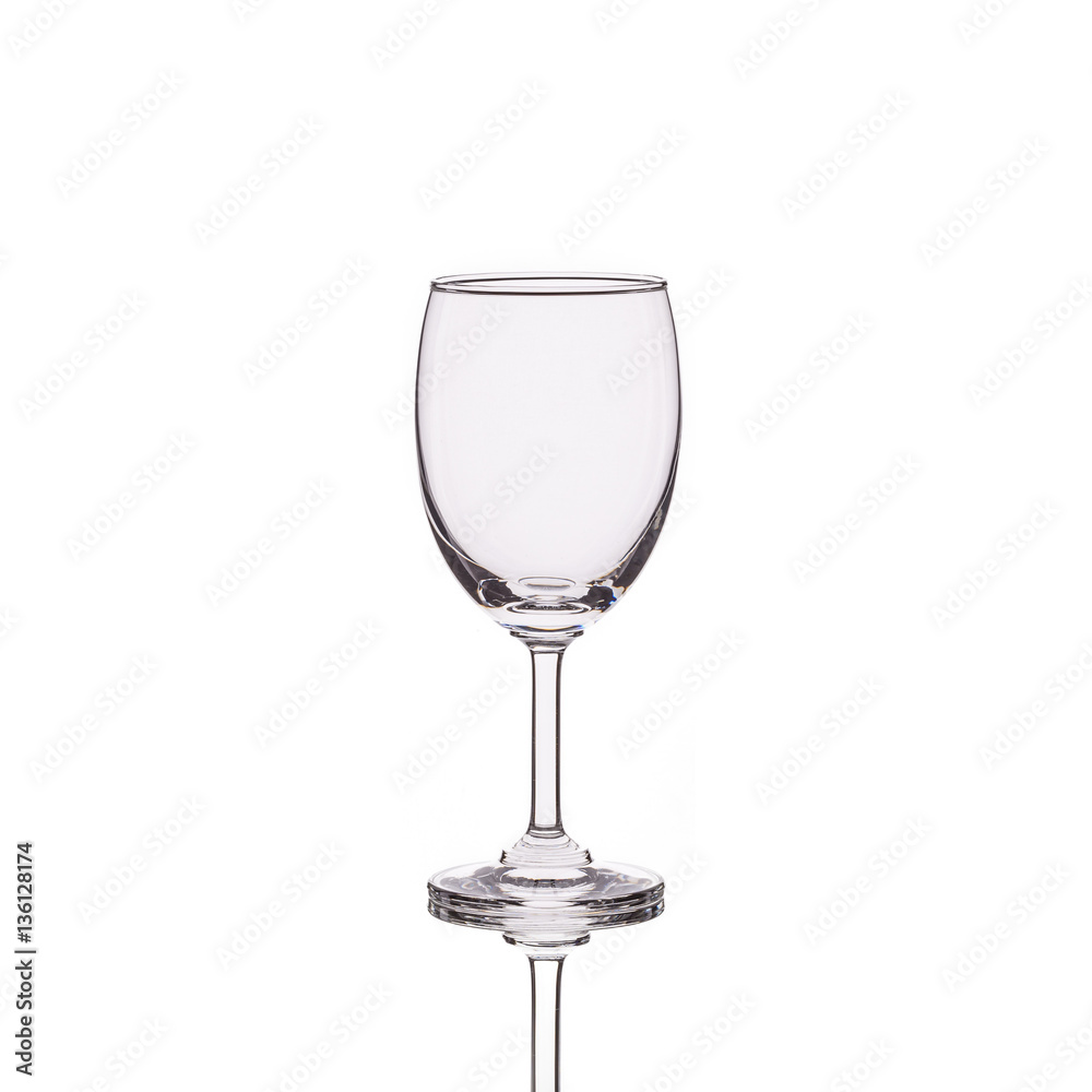 Empty clear wine glass. Studio shot isolated on white