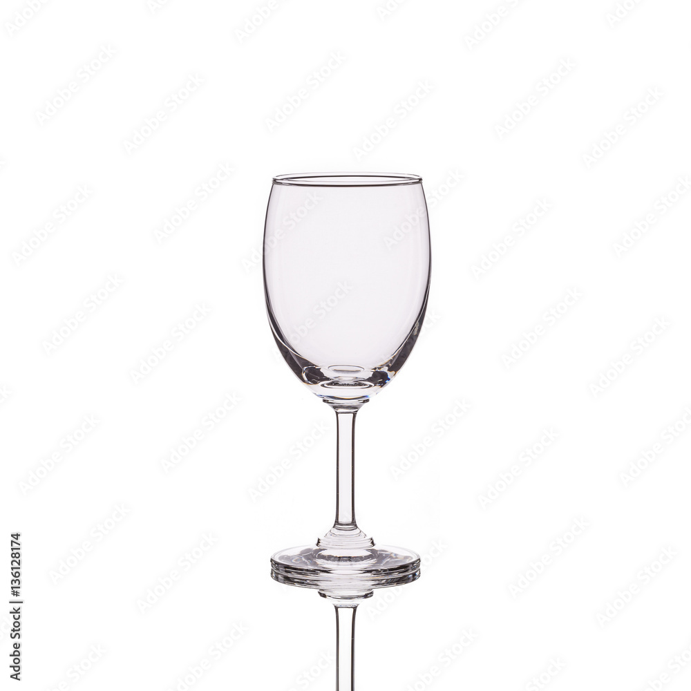 Empty clear wine glass. Studio shot isolated on white Empty clear wine glass. Studio shot isolated on white