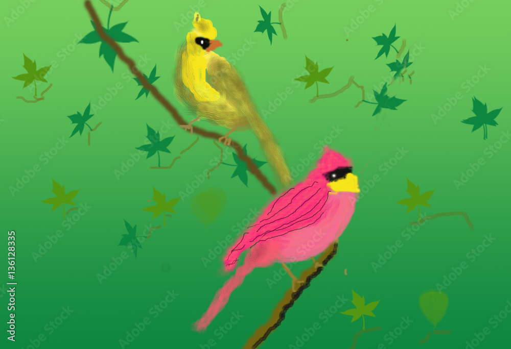 Birds and Leaves O729