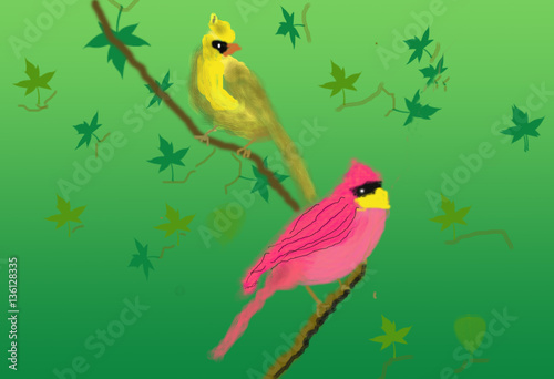 Birds and Leaves O729