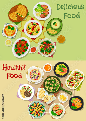 Main meal icon set for food theme design