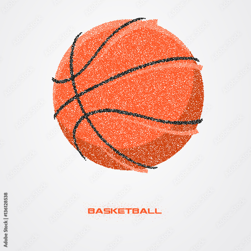 Basketball ball  of a silhouette from particle