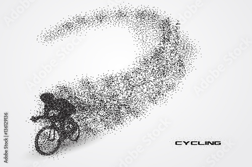 cycling bicycle of a silhouette from particle