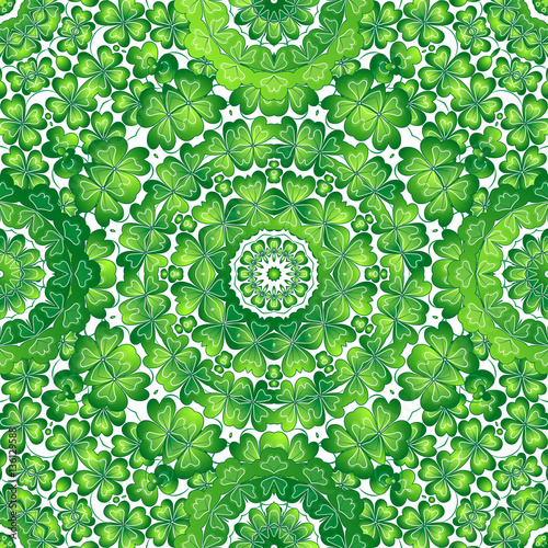 Crazy texture with clover. St. Patrick's Day seamless pattern. Vector illustration