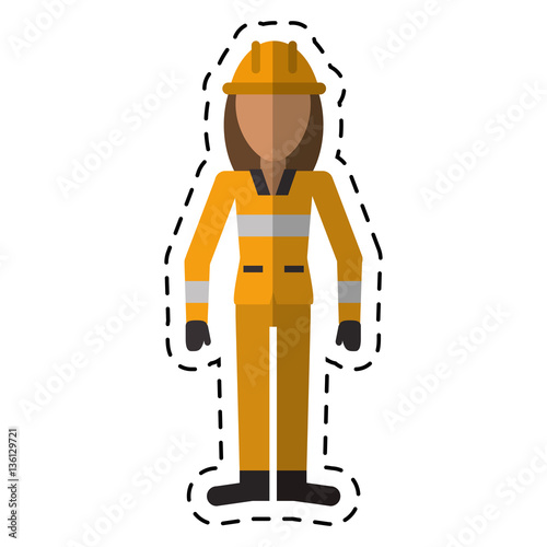 avatar woman construction worker helmet cutting vector illustration eps 10