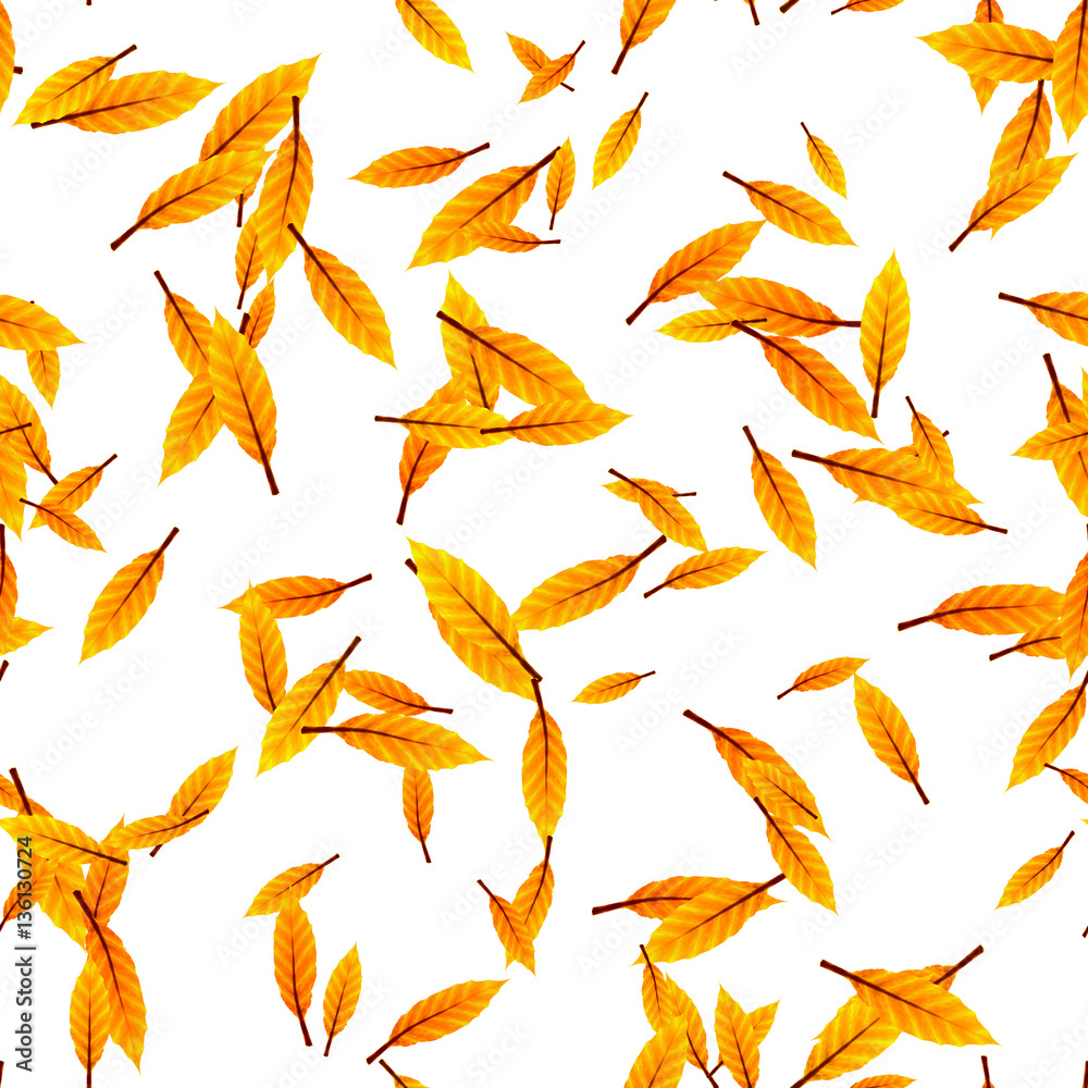 Fototapeta premium Continuous pattern with bright leaves