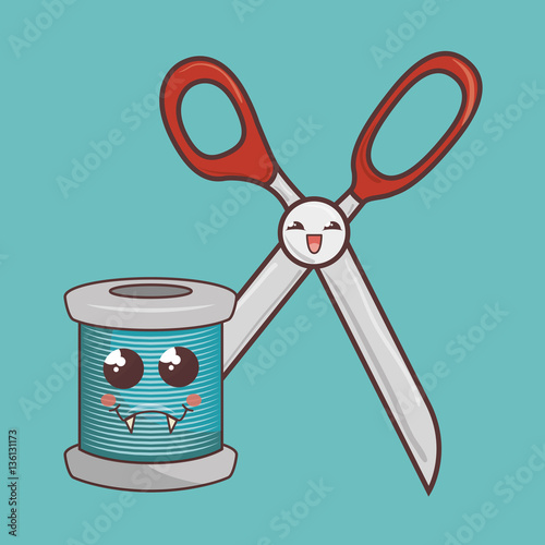 Sewing elements funny characters vector illustration design photo