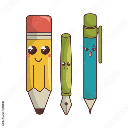 school elements funny characters vector illustration design