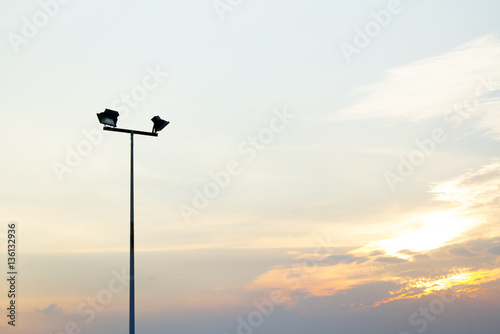 Light Post With Blue Sky Background and multi light