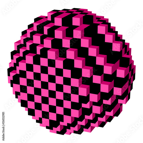 Ball icons of 3D pixel art for design project -   vector illustration 
