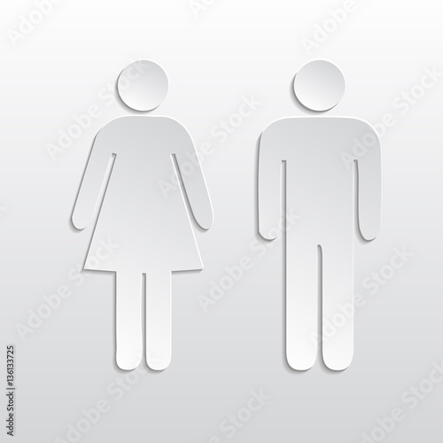 Paper man and woman icon - vector illustration