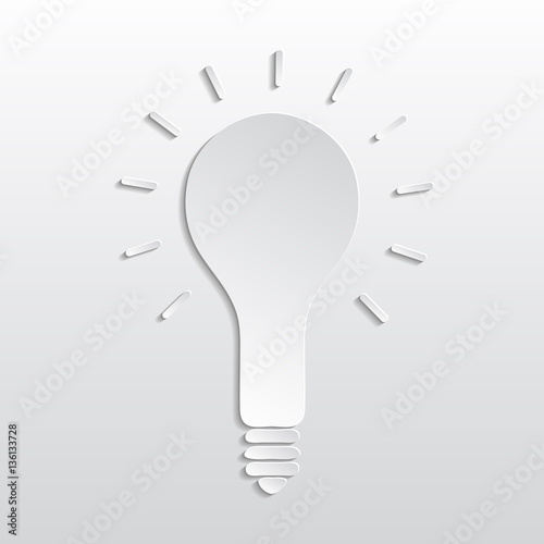 Paper lightbulb icon - vector illustration