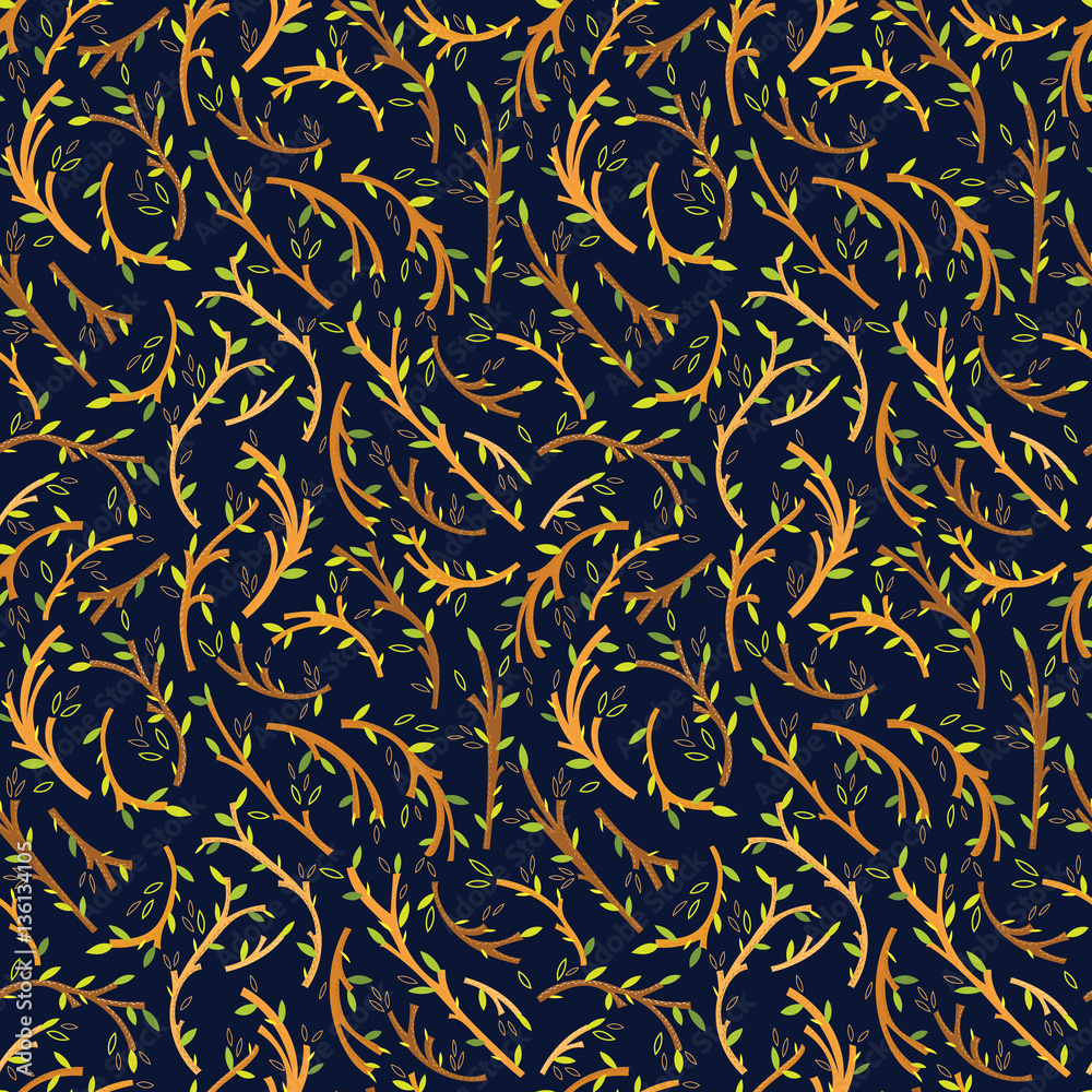 Vector seamless pattern with branches