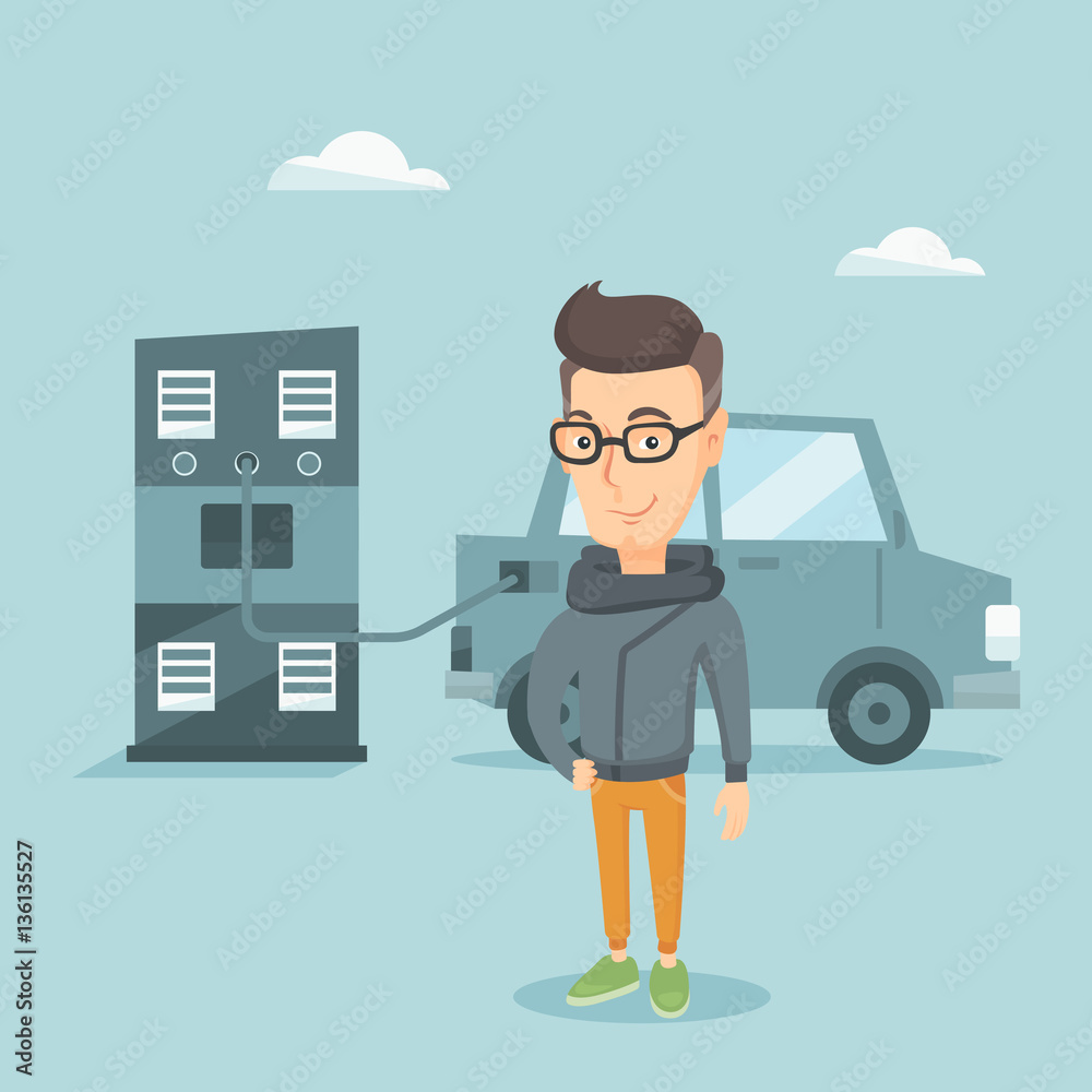 Charging of electric car vector illustration. Charging of electric car vector illustration.