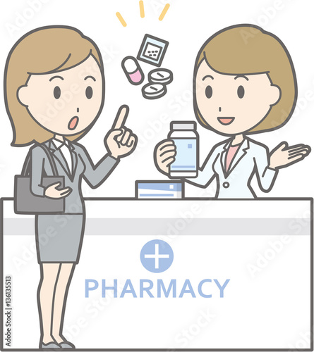 Illustration that a businesswoman wearing suit consults a female