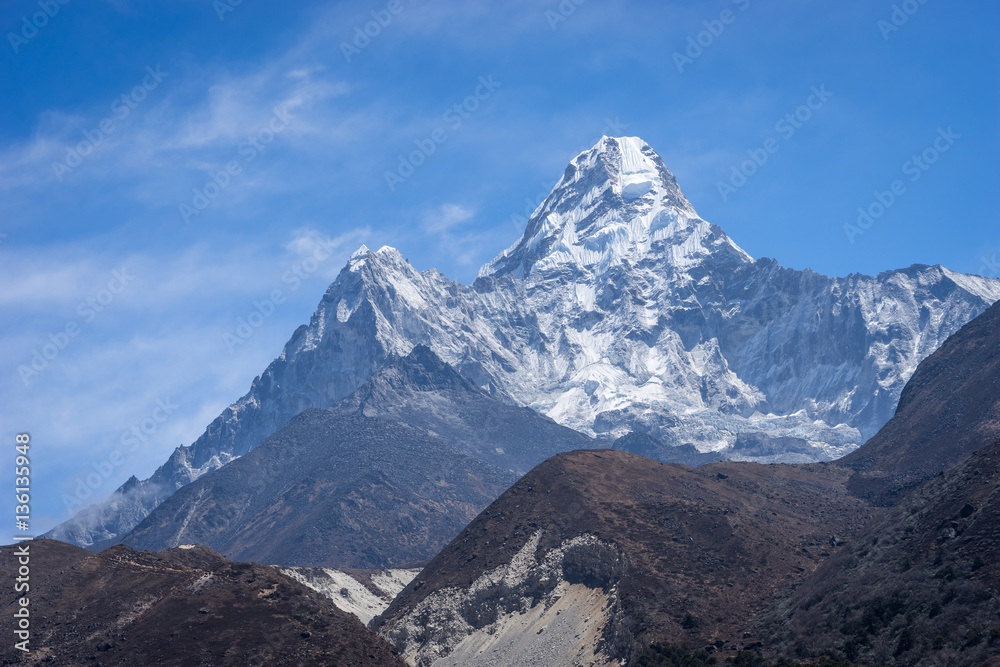 Ama Dablam mountain peak at Pangboche village, Everest region, N