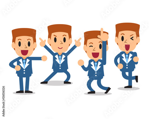 Cartoon businessman character poses