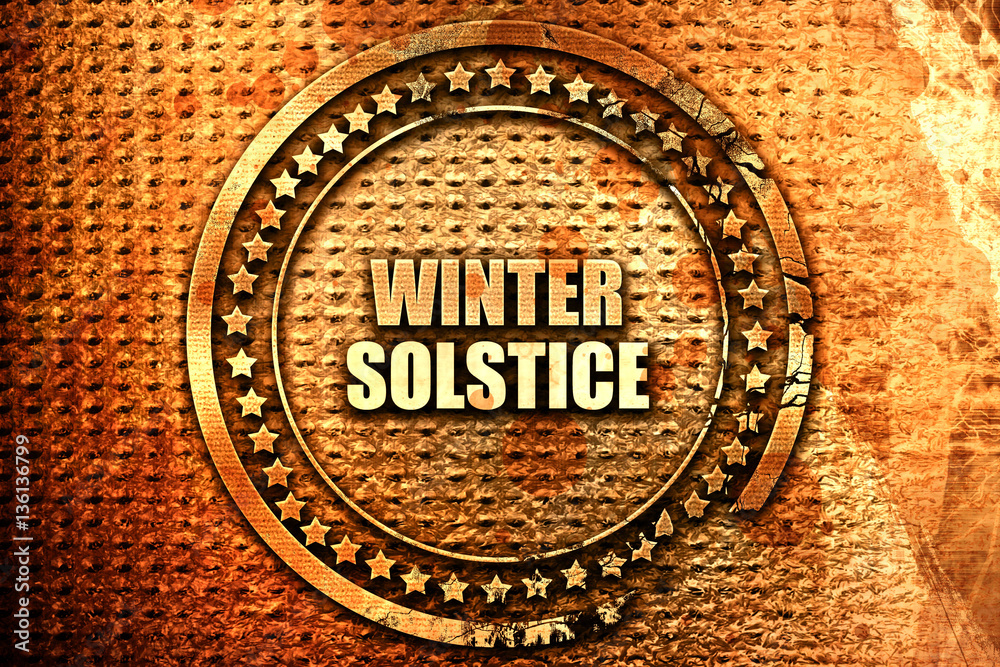 winter solstice, 3D rendering, text on metal