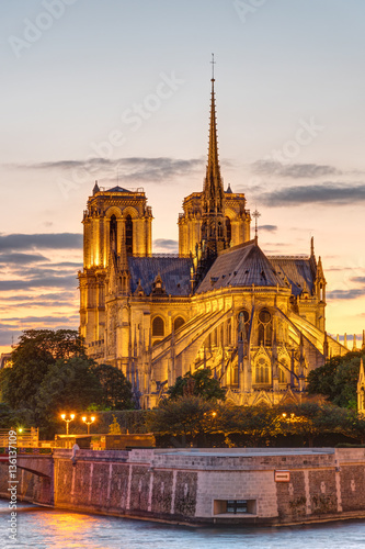 The Cathedral of Notre Dame in Paris at sunset © elxeneize