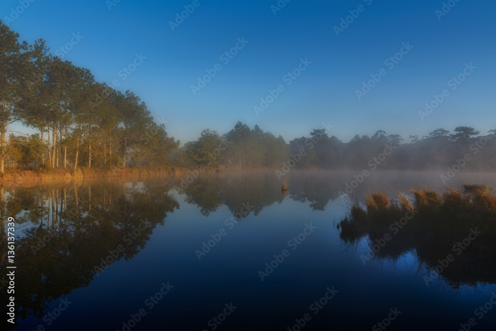 Sunrise or sunset over the lake. Sunrise or sunset over the lake.