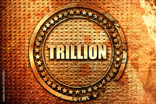 trillion, 3D rendering, text on metal photo