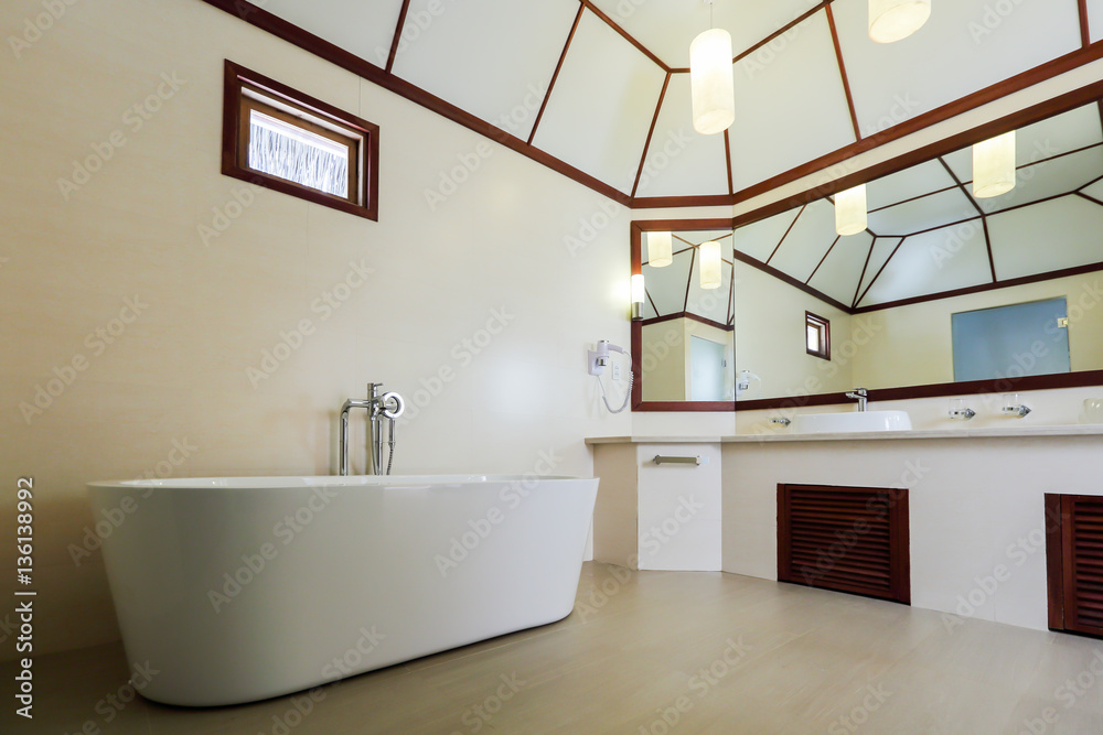 Modern grey bathroom with bathtub. 3d rendering Modern grey bathroom with bathtub. 3d rendering