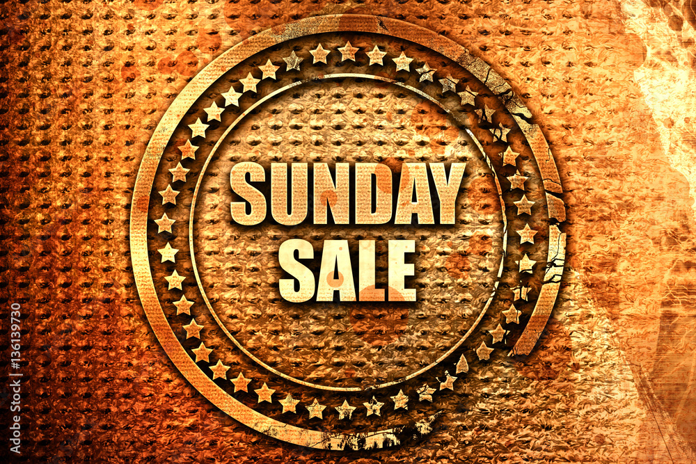 sunday sale, 3D rendering, text on metal sunday sale, 3D rendering, text on metal