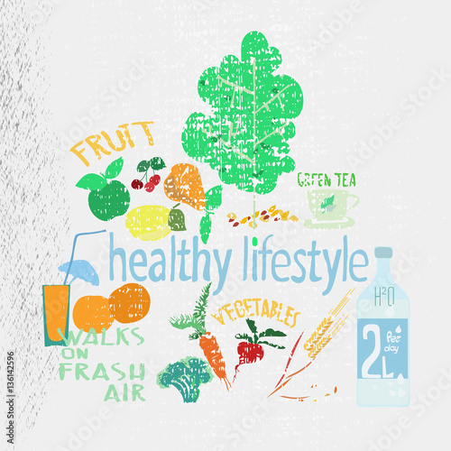Wallpaper Mural healthy lifestyle, a set of elements Torontodigital.ca