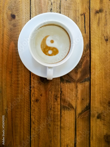 empty cup of coffee as a symbol of yin yang, after drink photo