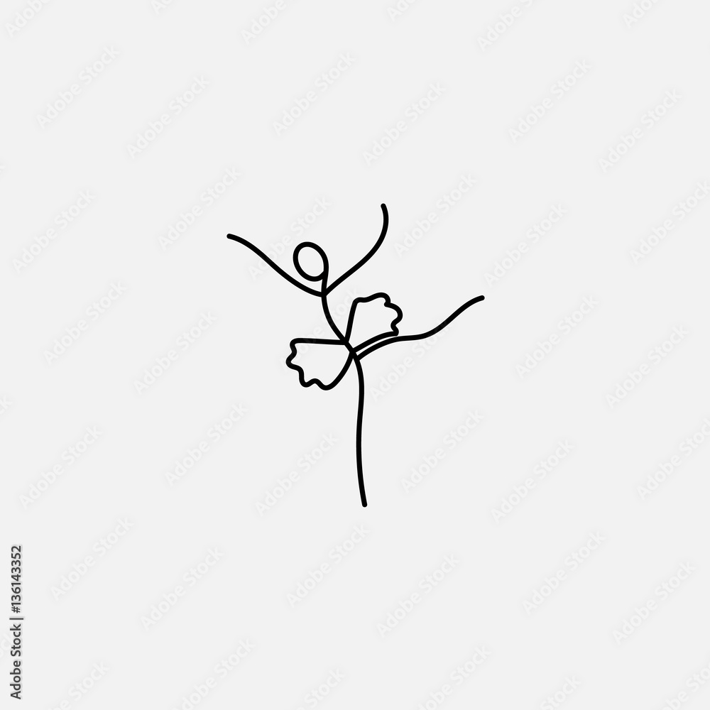Cartoon icon of sketch little stick figure ballet dancer
