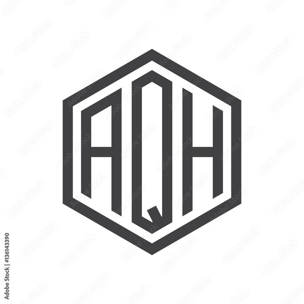 initial three letter logo hexagon black