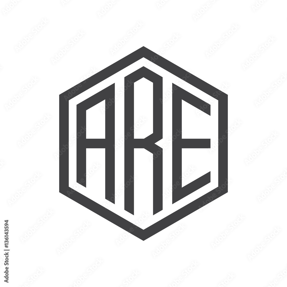 Fototapeta premium initial three letter logo hexagon black