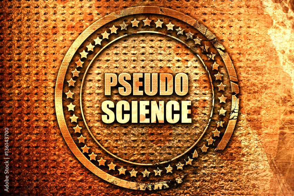 pseudo science, 3D rendering, text on metal pseudo science, 3D rendering, text on metal