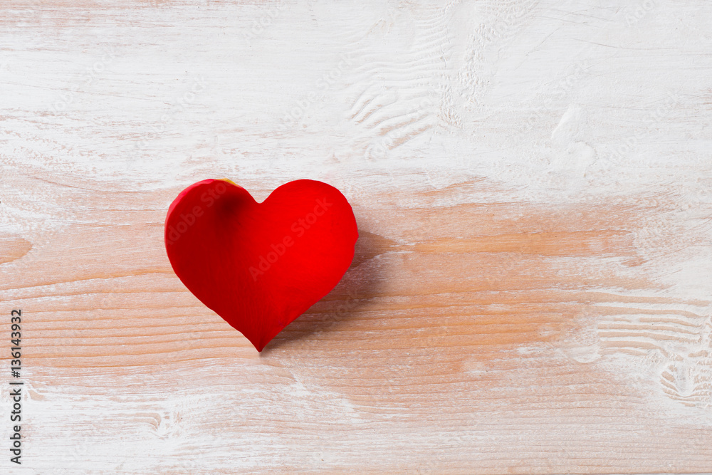 Red Heart-Shaped Rose Petal with Copy Space Red Heart-Shaped Rose Petal with Copy Space