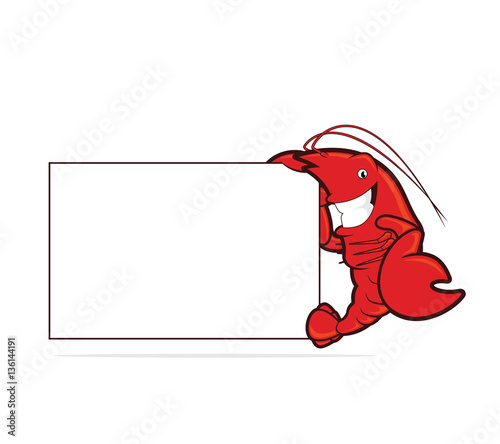 Lobster holding a blank board